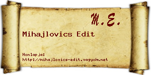 Mihajlovics Edit névjegykártya